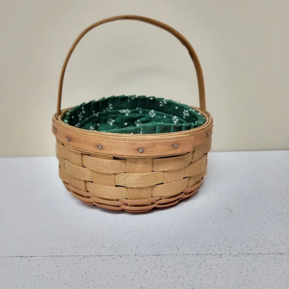 Longaberger 1985 Christmas Collection Cookie Basket Heritage Green Liner Collect